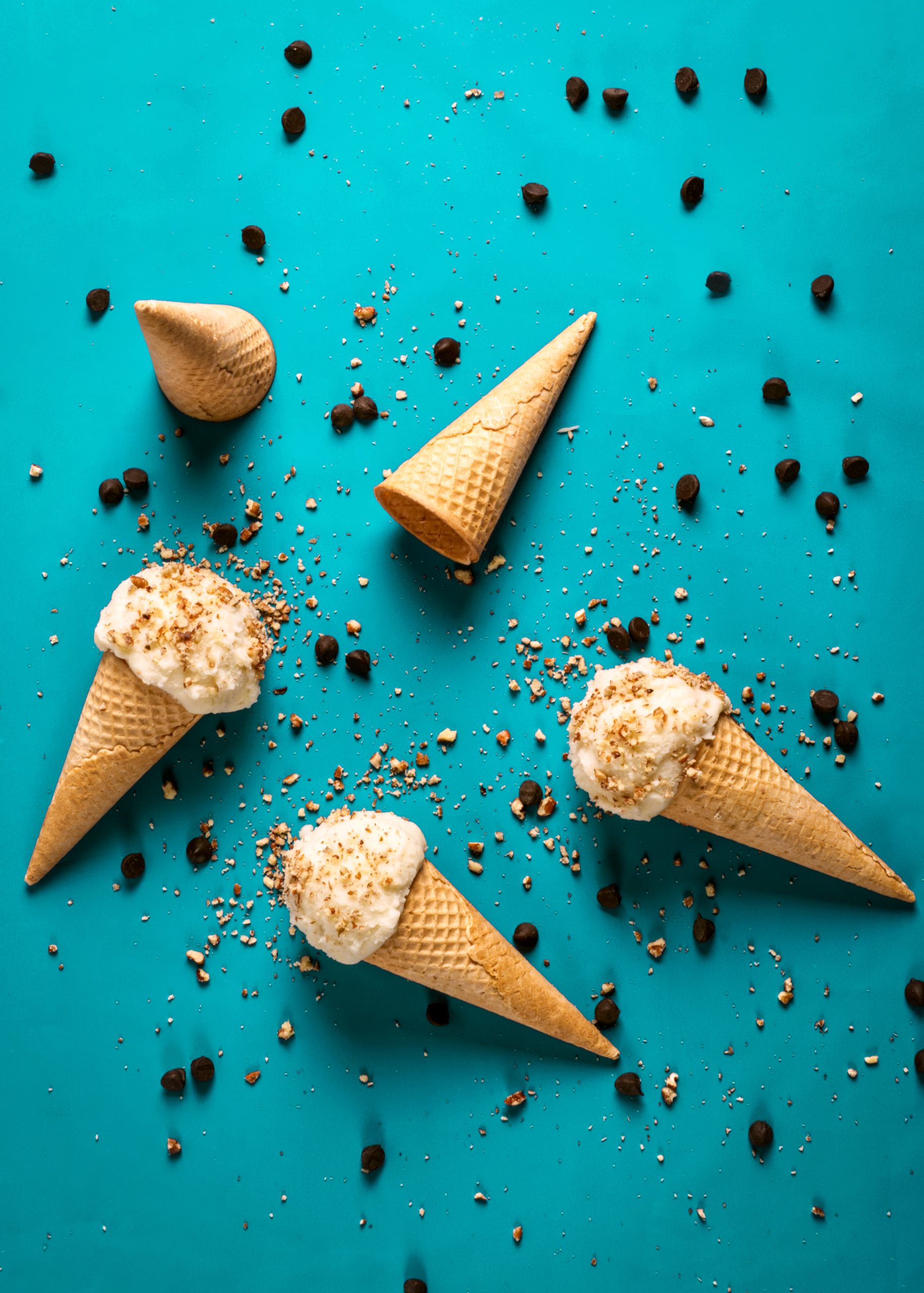 ice cream cones on a blue background